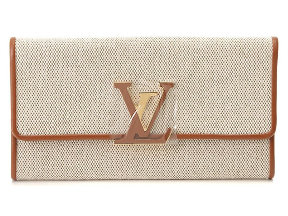 LOUIS VUITTON Wallet Portefeuille Capucines Canvas Leather Beige Cream Brown